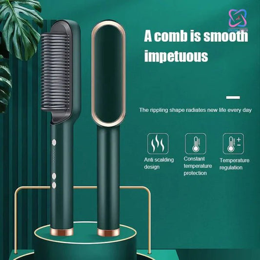 2 - in - 1 Multi - speed Electric Hair Straightening Brush Comb - Product Mela